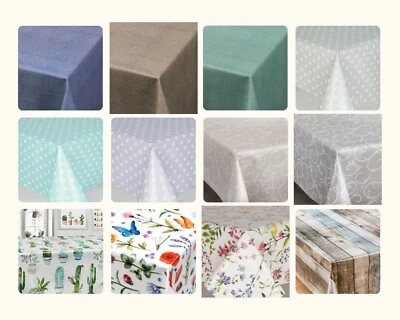 NEW PVC VINYL PLASTIC TABLE CLOTHS WIPE CLEAN PLAIN PRINTED ALL OCCASIONS  - Image 1 of 3