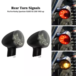 2x Black Rear Turn Signal Bullet Blinker Indicator Light For Harley Sportster XL - Picture 1 of 16