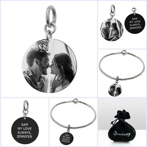 Personalized Photo and Message Engraving Custom Pendant Bead for Charm Bracelet - Picture 1 of 16
