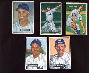 1951 Bowman Baseball Card Lot All World Champion New York Yankees 5 Diff G/EX - Picture 1 of 1