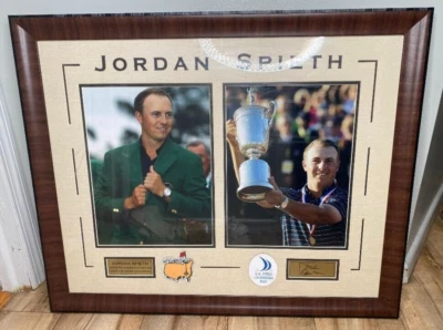 乔丹·斯皮思 2015 年大师赛和美国公开赛冠军蚀刻亲笔签名相框图片 — 第 1/2 张图片