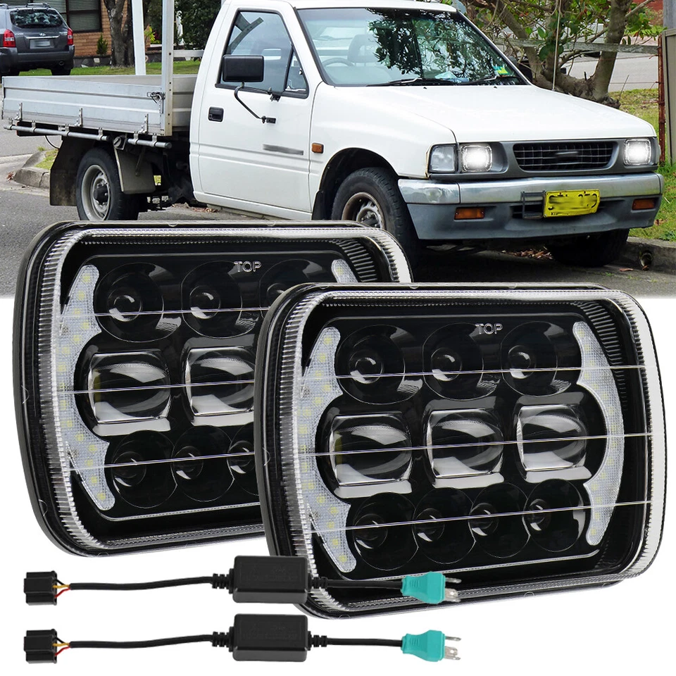 Pair 7x6'' 5x7'' LED Headlights DRL Beam W/Adapters For  Holden Rodeo 1998-2003 - image 1 of 4