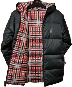 Spyder Big Kids' NOATAK HOODED DOWN JACKET Black 115131-001 a5 - Picture 1 of 4