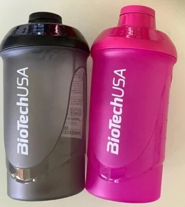 2 Eiweiß Shaker schwarz+Pink BioTech Wave Protein Mixer mit Sieb 600 ml Füll.. - Bild 1 von 1