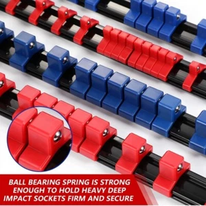 6X Socket Organizer Holder Tool Storage Rail Rack 1/4" 3/8" 1/2" Industrial * - Picture 1 of 16