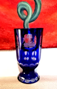 CALICE COPPA CUP MASSONERIA RARE OLD BOEMIA BOHEMIA CRISTAL GOBLET MASONIC GLASS - Foto 1 di 13
