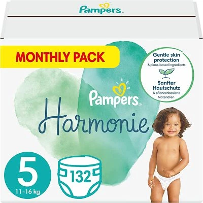 Pampers Baby Windeln Größe 5 (11+ kg) Harmonie MONATSBOX Sanft 132 Stück