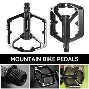 9/16" MTB Bike Pedals Mountain Road Bicycle Flat Pedal & 12/20 Anti-Skid Nails - Picture 1 of 21