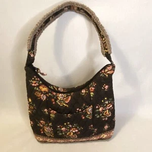 Vera Bradley Molly Schultertasche dunkelbraun orange bunt Blumensteppung - Bild 1 von 11
