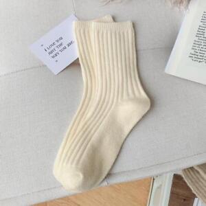 Womens Wool Cashmere Lady Thick Winter Socks Warm Soft Solid Casual