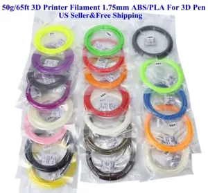 3D Printer Filament 50g/65ft 1.75mm ABS/PLA For MakerBot RepRap 3D Pen Doodler - Picture 1 of 3