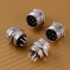 4Pcs Male DIN Plug Socket Connector 6-PIN Chassis Cable Mount Sliver