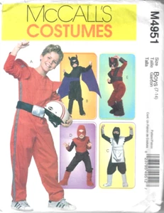 McCall's BOYS Good Guy Halloween Costumes NINJA RACECAR DRIVER Batman 7-14 M4951 - Picture 1 of 4