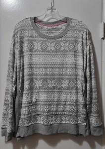 Cuddl Duds Women's Grey/White Soft Sleepwear Top Size L - Picture 1 of 3