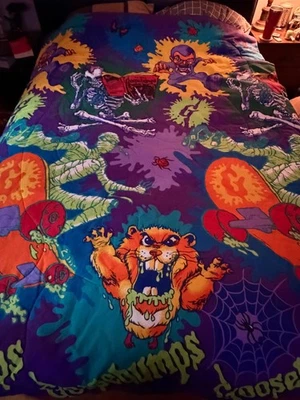 Manta edredón piel de gallina vintage 61" x 84" cama doble años 90 reversible RL Stine Foto 1 de 4