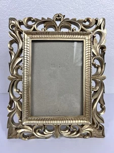 Romantic Ornate Chunky Silvery/Gold Picture Frame Free Standing Holds 5x7 Photo - Picture 1 of 10