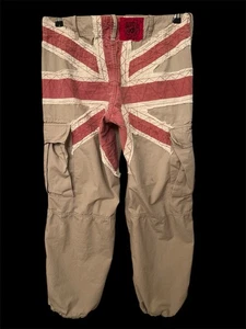 Keanan Duffty RARE Y2K VTG Englands Dreaming Cargo Pants 33x32 Union Jack - Picture 1 of 18
