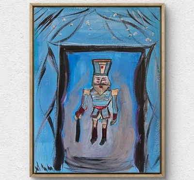 Pintura Acrílica Original 9X12 Sobre Papel - Cascanueces Azul Invierno Expresionista Foto 1 de 4