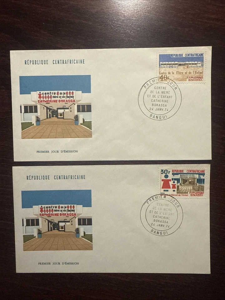 FUNDA CENTRO ÁFRICA FDC AÑO 1974 NIÑOS HOSPITAL SALUD MEDICINA SELLOS Foto 1 de 1