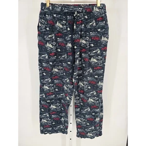 Eddie Bauer Mens Blue Printed Elastic Waist Pajama Pant Size M Camping Theme - Picture 1 of 5