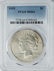 Dollaro argento pace 1935 $ MS64 PCGS 950480-46 - Foto 1 di 5