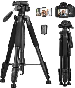 74 Inch Tall Tripod for Canon Nikon Sony - Lightweight Aluminum Camera Stand Wit - Picture 1 of 5