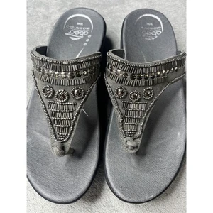New ABEO Beaded Thong Sandals B.I.O.System Comfort Gray Size WN8 - Picture 1 of 7