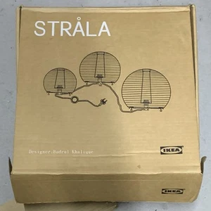 New IKEA Strala 3 X Rice Paper Globe String White Accent Table Lamp Lights 12” - Picture 1 of 6