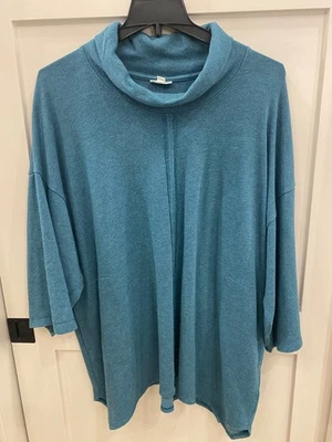 Suéter Pure J Jill Talla XL Azul Capucha Cuello Bolsillos Laterales Túnica Top Foto 1 de 4