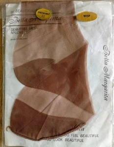 Medias Bell Margarita grandes reforzadas punta derecha vintage bronceado b c1950 talla 11 - Imagen 1 de 2