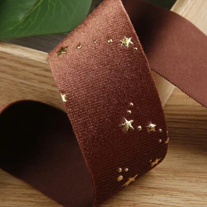 4cm Hot Stamping Flocking Ribbon Christmas Velvet Ribbon Sew Bow Craft Accessory - Picture 1 of 15