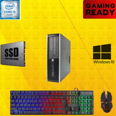 HP i5 Gaming Desktop PC Small form factor PC Computer SSD ATI Win 10 8GB bundle - Image 1 of 4