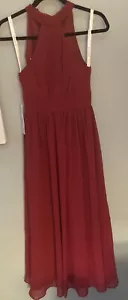AZAZIE Bridesmaid Dress Style Iman Color Burgundy, Size J10 - Picture 1 of 8