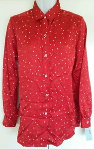 NOS Macy's 80's Vintage Evan Picone Secretary Blouse red tulips floral top new - Picture 1 of 8