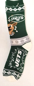 NFL New York Jets Ugly Sweater Socks, New (REINDEER) - Picture 1 of 1