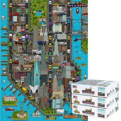 BOPSTER New York Puzzle Retro 8-Bit Pixel Puzzle Souvenir Kinder Erwachsene Familie von Popster