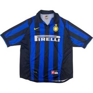 Nike Inter Milan Football Shirt Large Blue Black Short Sleeves - Picture 1 of 7