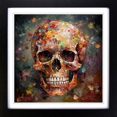 Impresión de arte de pared calavera impresionismo lienzo enmarcado póster decoración Foto 1 de 3