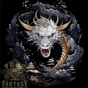 Weißes japanisches Drache Fantasy leichtes Baumwoll-T-Shirt für Herren - Bild 1 von 4