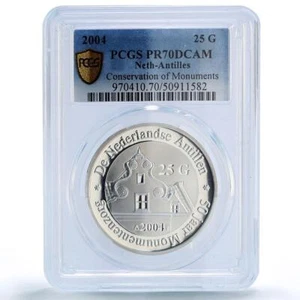 Netherlands Antilles 25 gulden Conservation Monuments PR70 PCGS silver coin 2004 - Picture 1 of 2