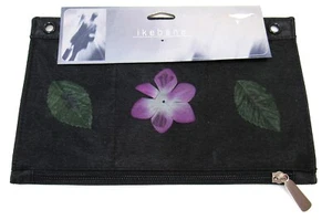 Vintage 1999 PenTab Black Zippered Binder Pouch – Riveted Holes, Floral Design - Picture 1 of 12