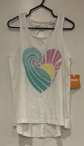 Gymboree Girls Sun & Waves Stylized Heart Print Keyhole Back Tank Top White S - Picture 1 of 4