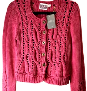 Anthropologie Women's L Crop Sweater Eton Knit Cable Cottagecore Sweetheart NWT - Picture 1 of 10