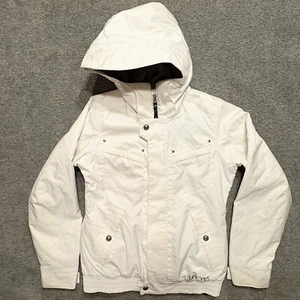 Burton Snowboarding Jacket Womens Medium White Cool Flavors Dryride Hooded Coat - Picture 1 of 20