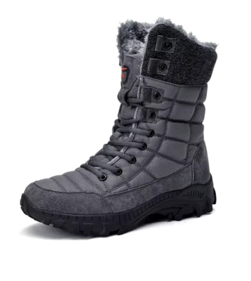 Botas Negras en Cuero Piel de Hombre Zapatos Para Nieve Impermeables Invierno Foto 1 de 4