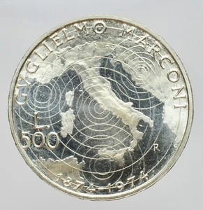 ITALIA 500 LIRE 1974 argento CENTENARIO DELLA NASCITA GUGLIELMO MARCONI FDC ! - Picture 1 of 5