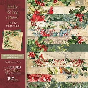 Crafter's Companion NATURES GARDEN ACEBO E HIEDRA - 6" X 6" Doble Cara - 36 HOJAS - Imagen 1 de 24