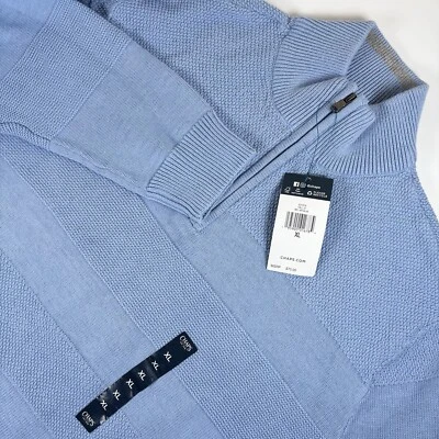 Chaps Men’s Sweater Sz XL Bel Air Blue Quarter 1/4 Zip Mock Neck Pullover NWT - Image 1 of 4