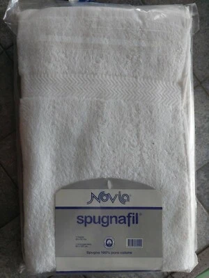 Set Asciugamani Bagno Spugna 100%Cotone2pz 40x60/55x105cm NOVIA spugnafil ospite - Immagine 1 di 4