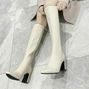 2021 Ladies New Pointed High Heels Boots Winter Warm Short Plush Knee Boots - Picture 1 of 14